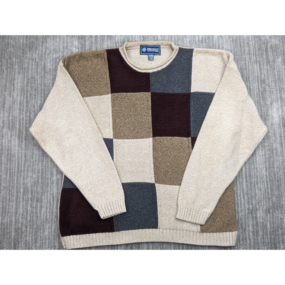 Vintage Northeast Outfitters Sweater Mens XL Cotton Heavy Fisherman 90s Checker